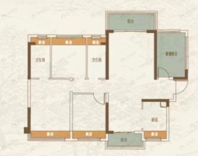 龙光建发玖云府3室2厅2卫户型图