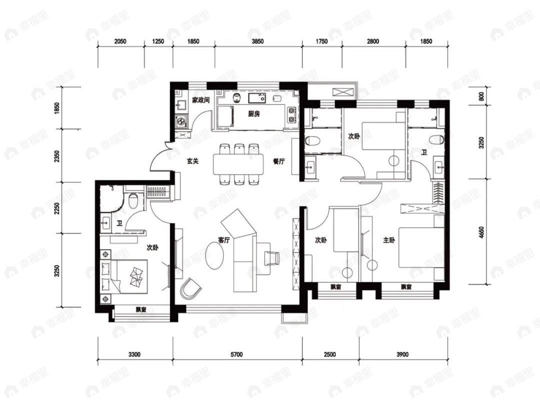碧桂园和世界4室2厅3卫户型图