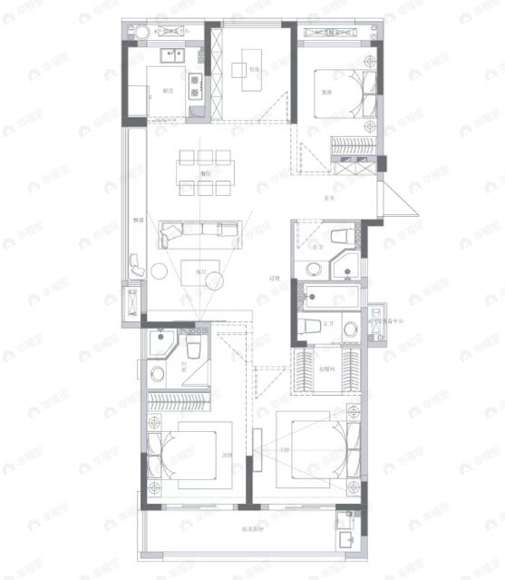 恒隆府4室2厅3卫户型图