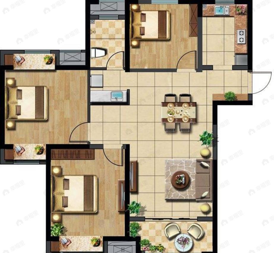 玉潭花溪3室2厅1卫户型图