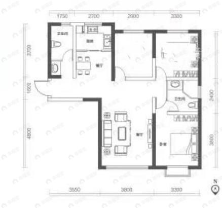 树人莱雅居3室2厅2卫户型图