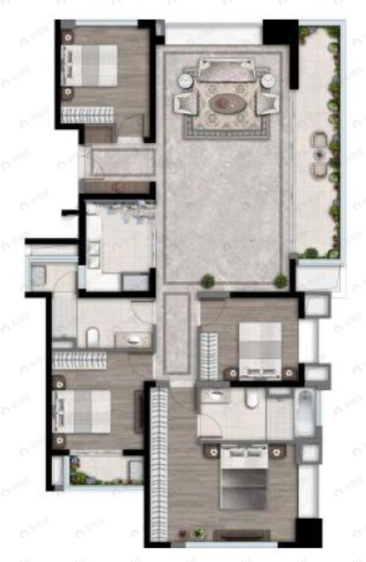中海寰宇天下4室2厅2卫户型图