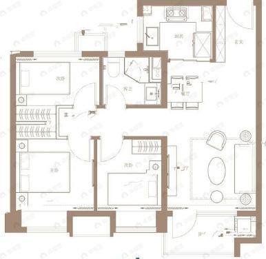 碧桂园瑞源朗悦湾3室2厅1卫户型图