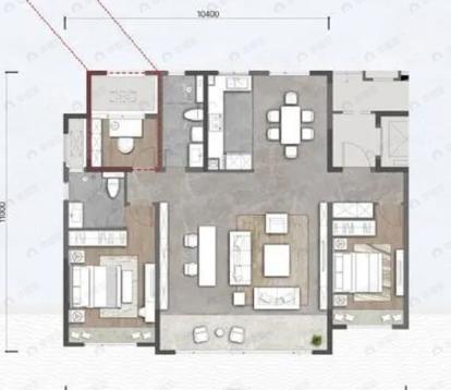 绿城凤凰和庐3室2厅2卫户型图