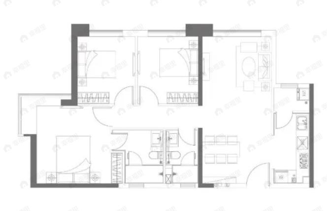 合景寰汇3室2厅2卫户型图