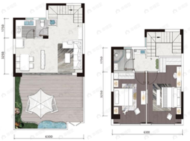织梦山水涧2室2厅2卫户型图