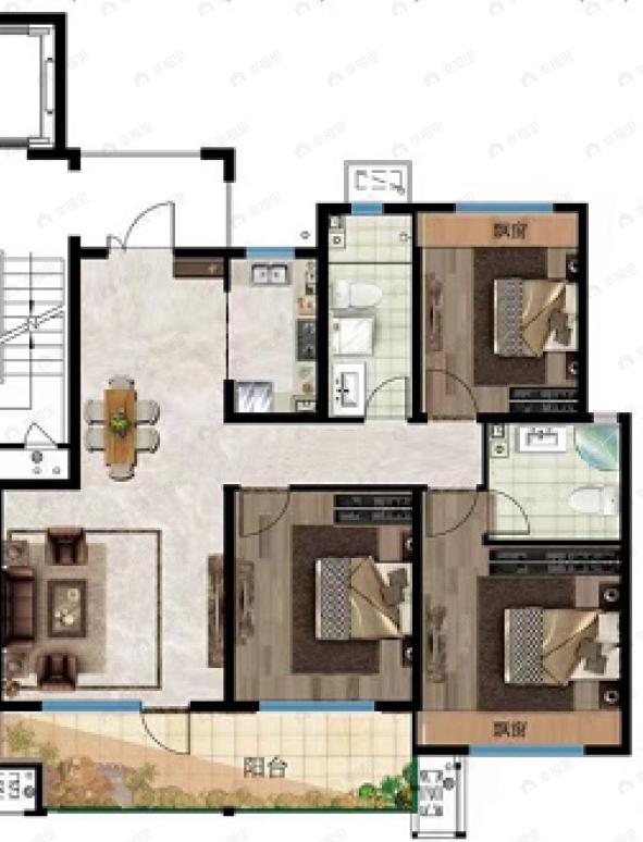 荣盛和悦名邸3室2厅2卫户型图