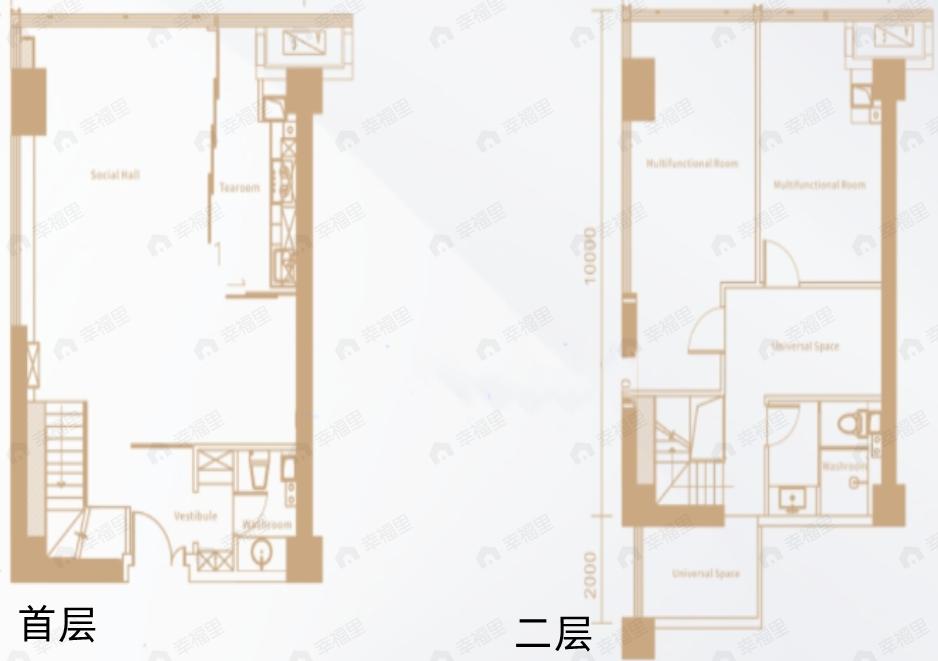 2室1厅2卫建面86平北户型图