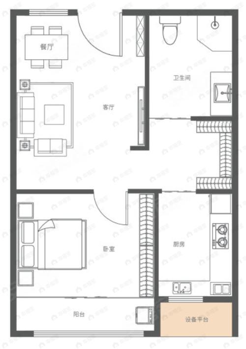 锦秀府1室1厅1卫户型图