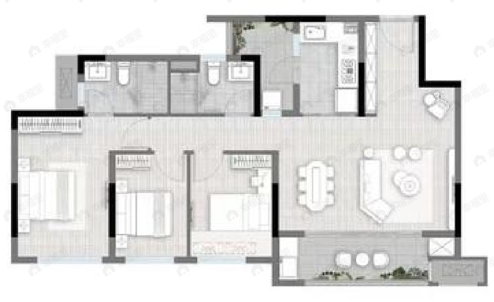 爱情天宸万象3室2厅2卫户型图