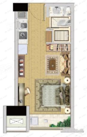 金地自在城1室1厅户型图