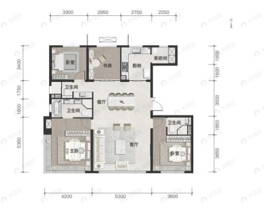 中建北京国贤府4室2厅3卫户型图