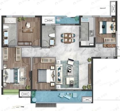 御锦城4室2厅2卫户型图