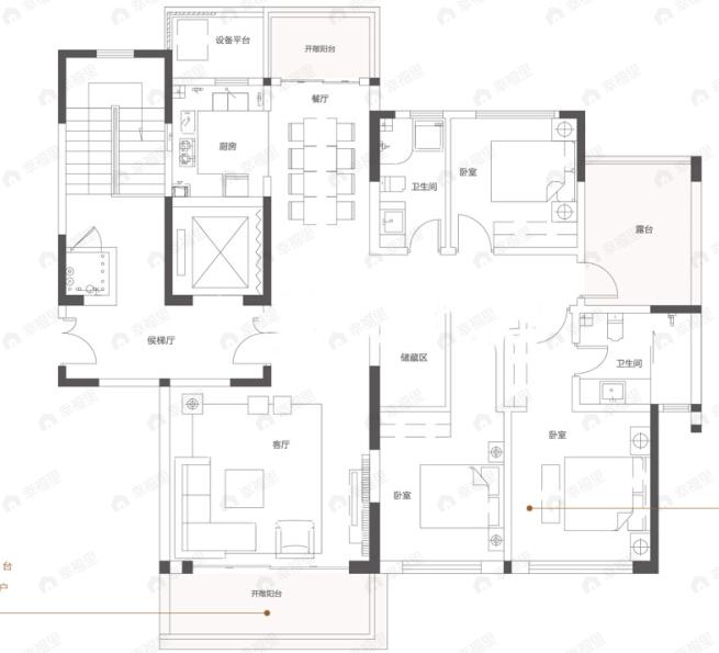 永威上和府3室2厅2卫户型图