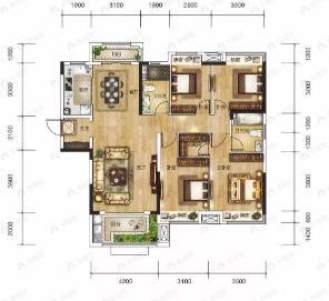 临空香廷4室2厅2卫户型图