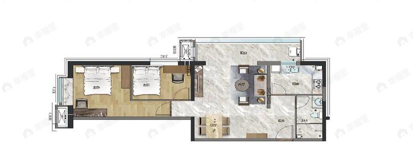 北京书院2室2厅1卫户型图