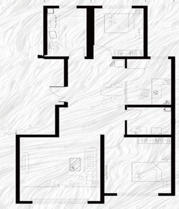 3室2厅1卫建面117平户型图