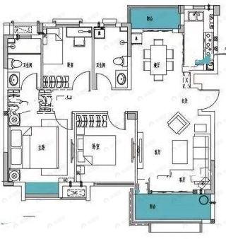 纽宾凯麓院3室2厅2卫户型图