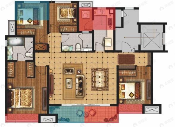 陕建荣华臻萃府4室2厅2卫户型图