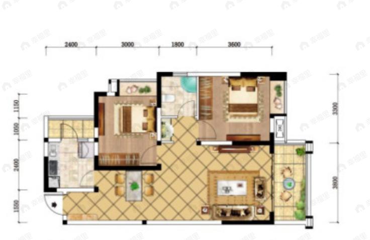 银鑫盛世唐苑2室2厅1卫户型图