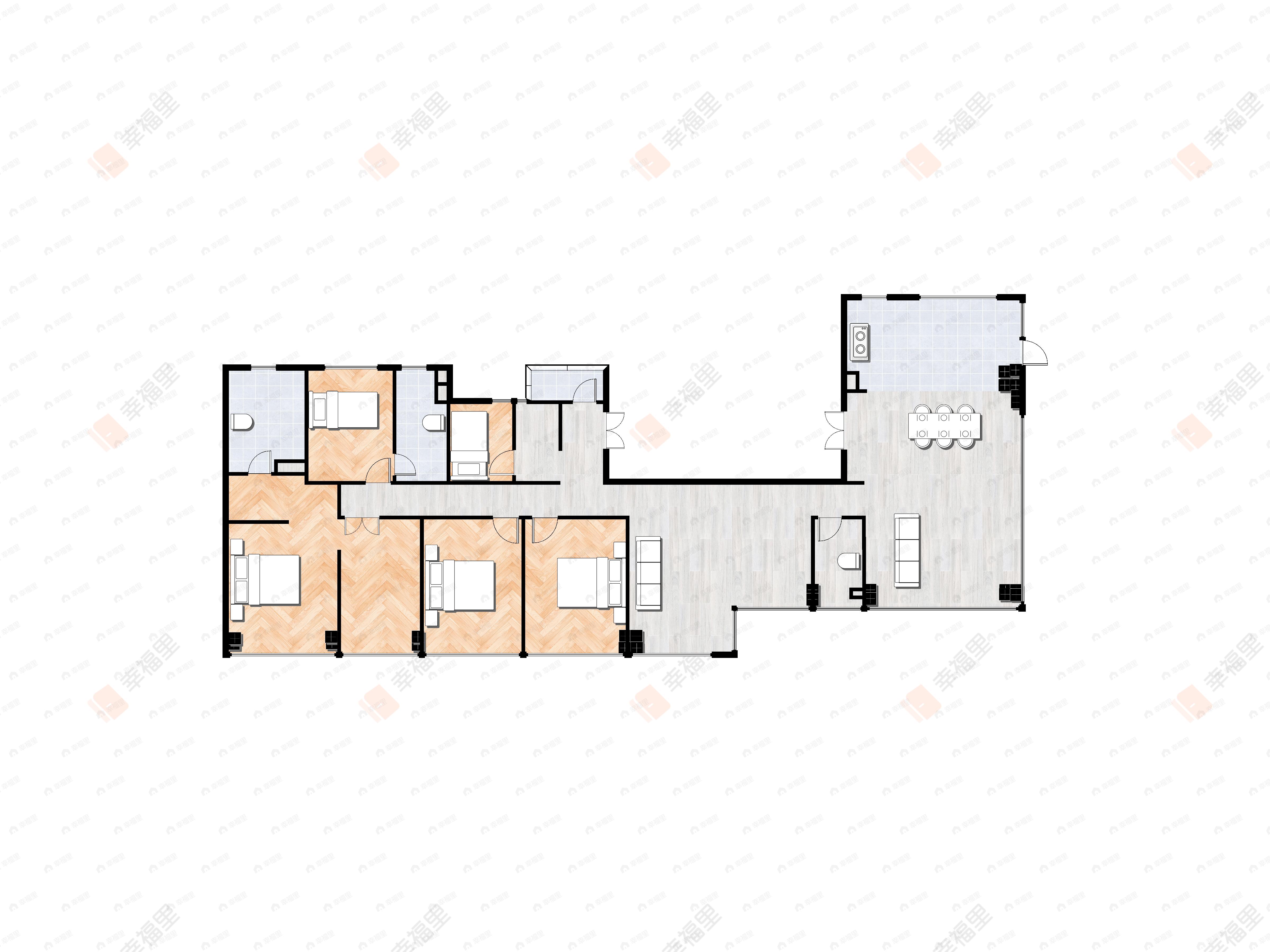 6室2厅3卫建面276平北|南户型图