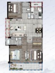3室2厅2卫建面118m²南户型图