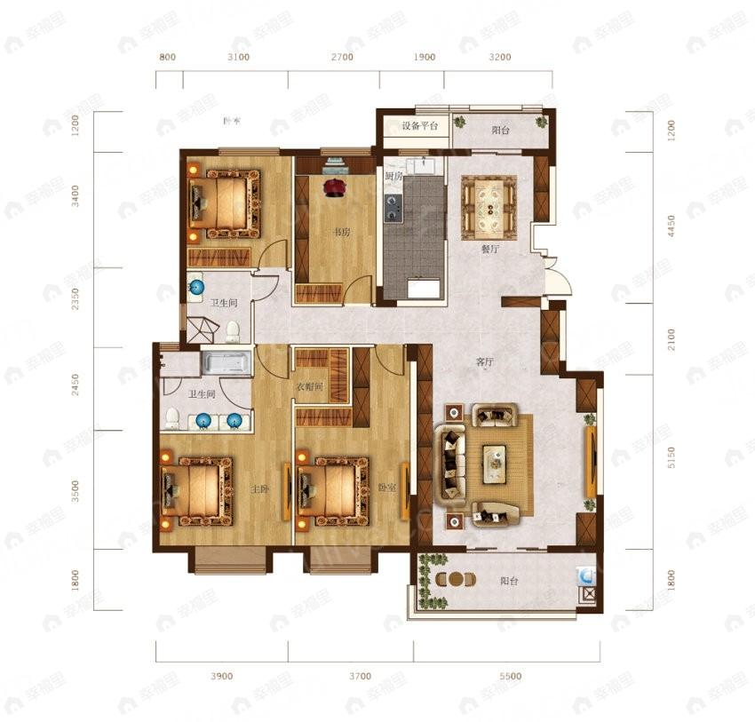 清江山水九程4室2厅2卫户型图