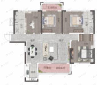 金富湘江悦城4室2厅2卫户型图