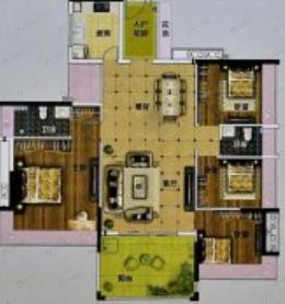 4室2厅2卫建面136平南户型图