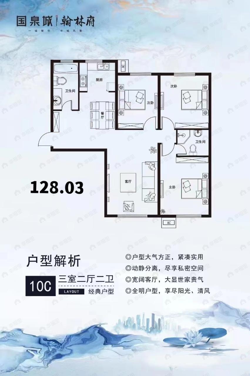 国泉城•翰林府3室2厅2卫户型图