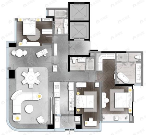 香港置地启元3室2厅3卫户型图