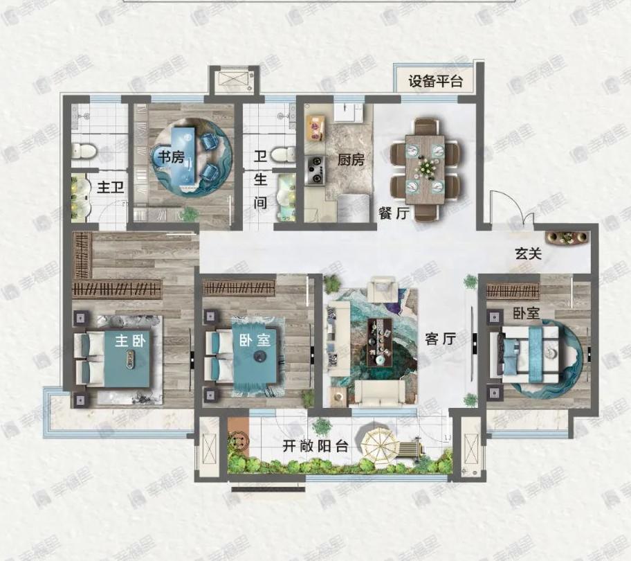 京博·御亭苑4室2厅2卫户型图