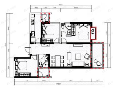 瑞鼎城天玺3室2厅2卫户型图