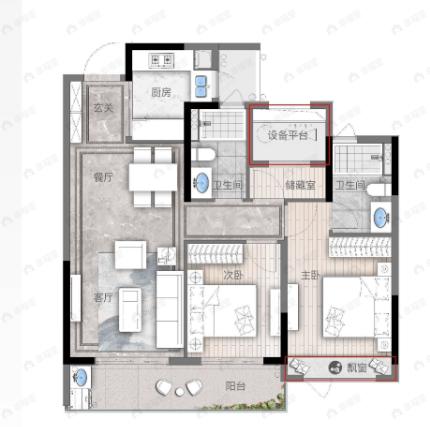 保亿丽云府3室2厅2卫户型图