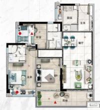 怀集碧桂园金珑臺3室2厅2卫户型图