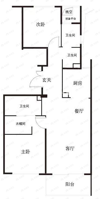 鸿印里2室2厅2卫户型图