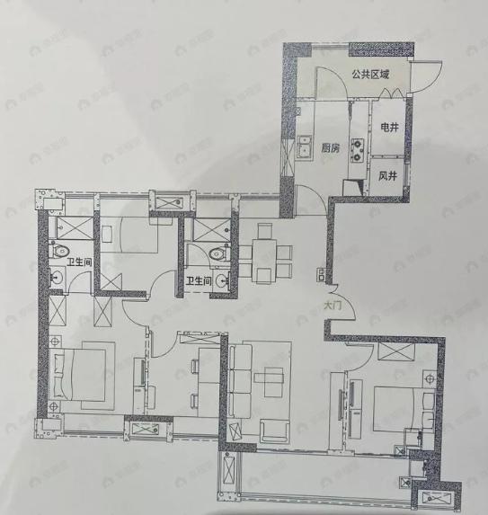 龙湖春江郦城4室2厅2卫户型图