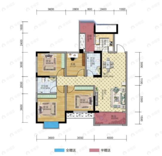 海德花园4室2厅2卫户型图