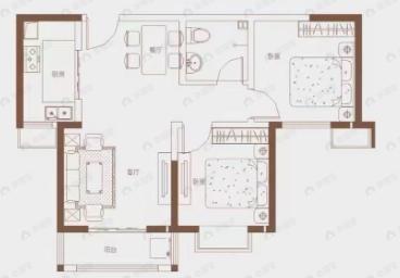 观园壹号2室2厅1卫户型图