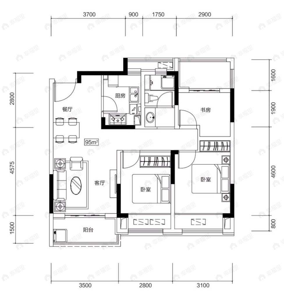 东青云锦熙悦3室2厅1卫户型图