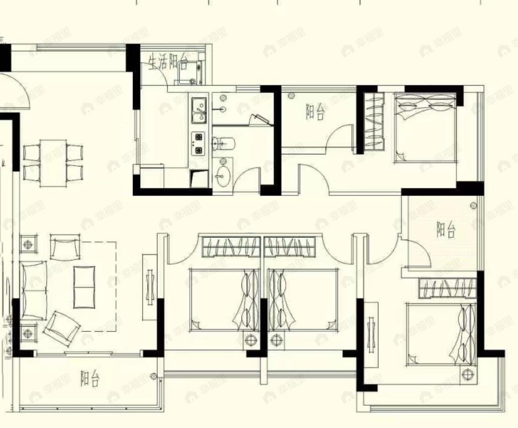 万福花园4室2厅1卫户型图