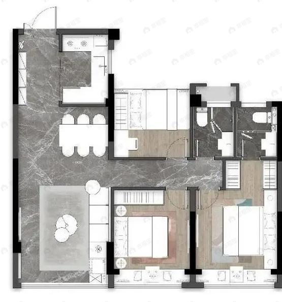 国鸿都会中心3室2厅2卫户型图