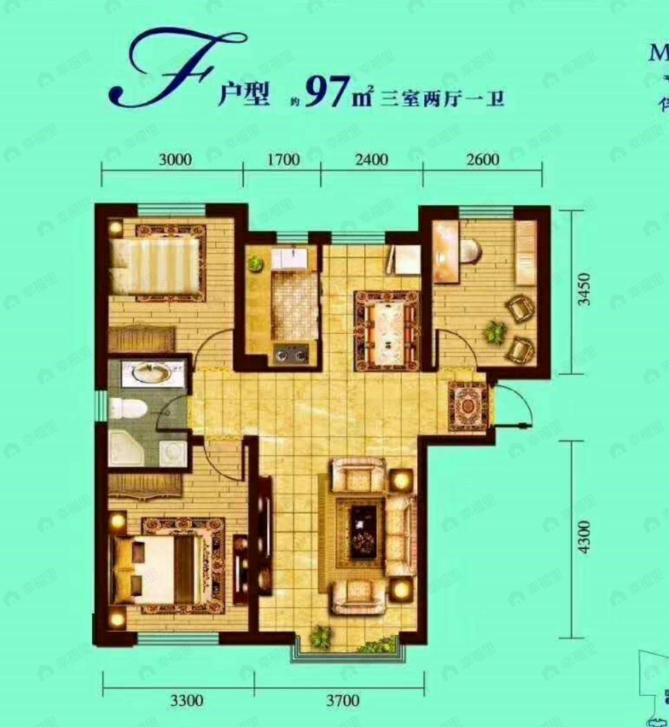 伴山澜湾3室2厅1卫户型图