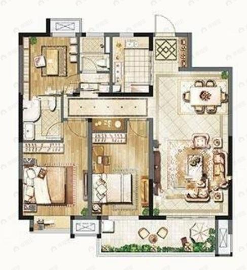 中海阅骊山二期贤庭3室2厅2卫户型图