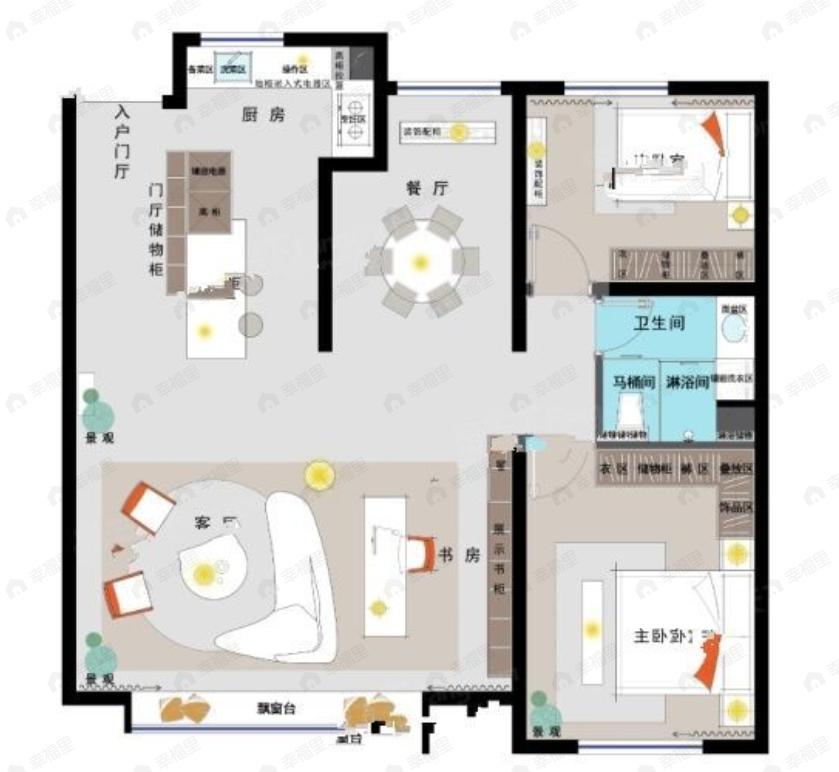 中润府2室2厅1卫户型图