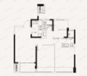 3室2厅2卫建面89平户型图