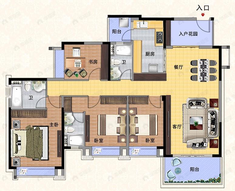 顺德保利中央公园4室2厅2卫户型图