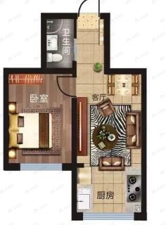 和平上河城1室1厅1卫户型图