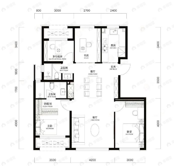 中海长安誉4室2厅2卫户型图