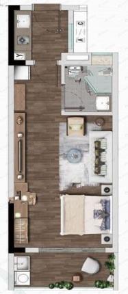 方圆豪美云山诗意1室1厅1卫户型图